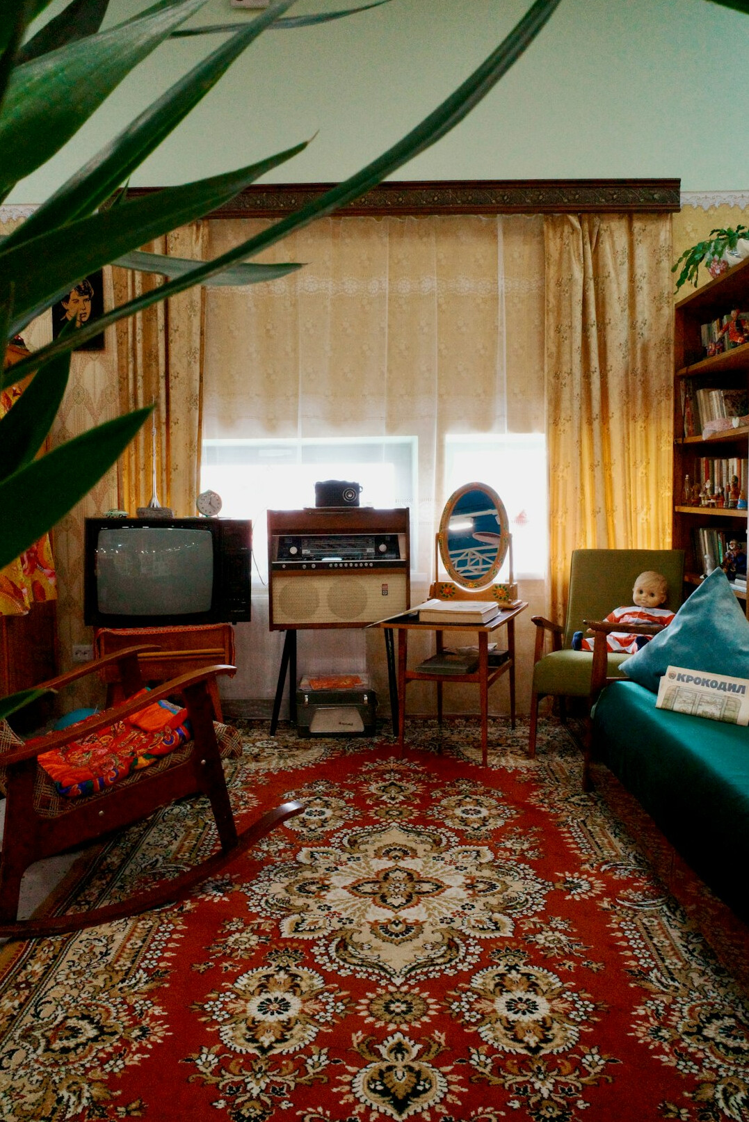 vintage television set in living room