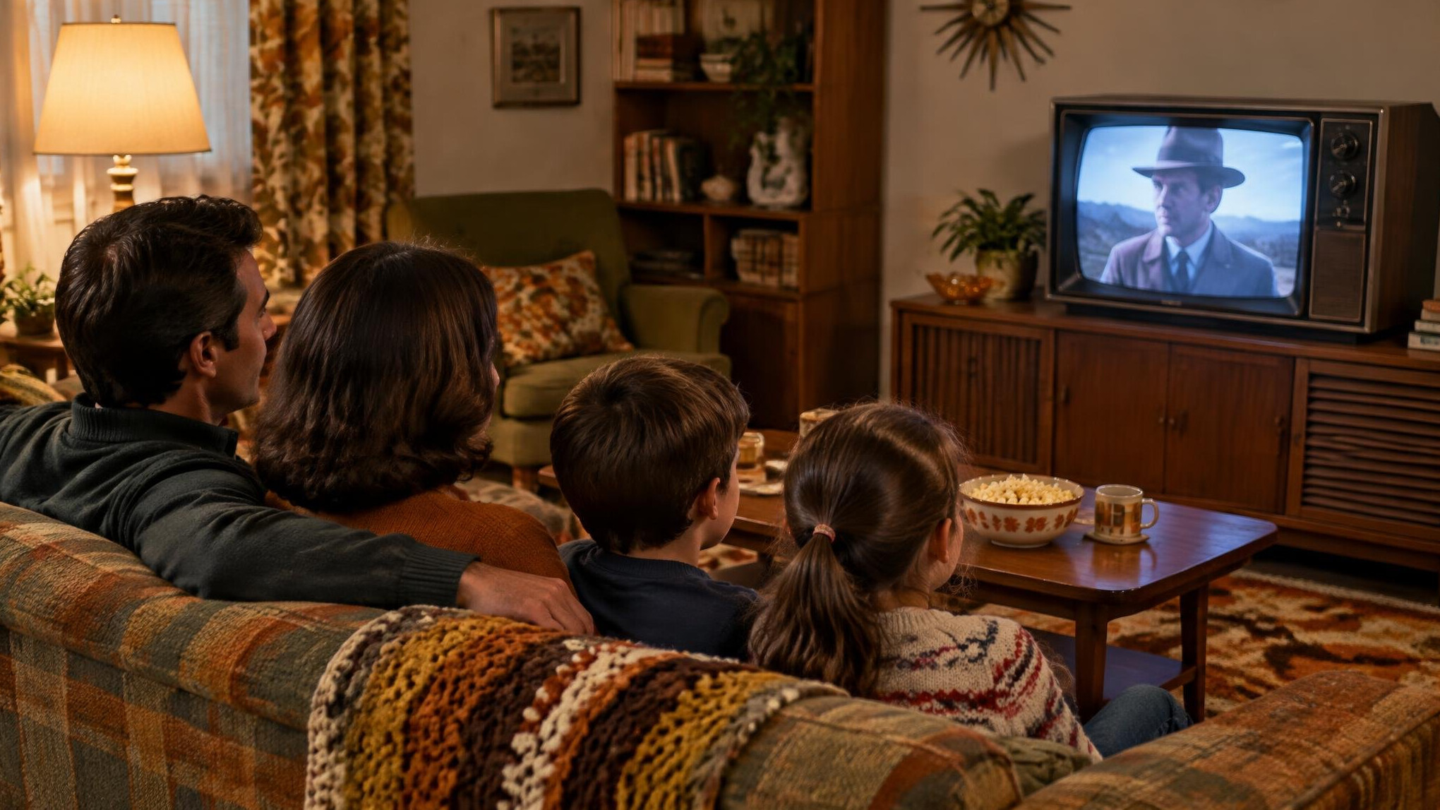 group watching tv together