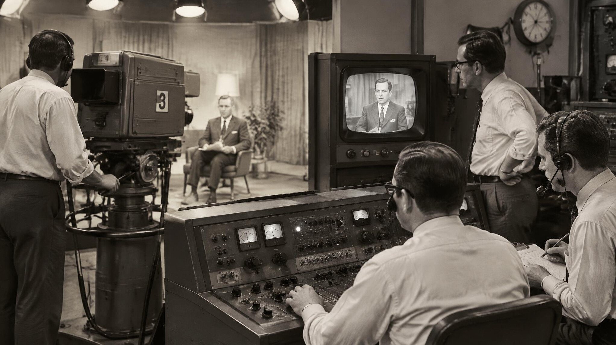 group of vintage tv engineers
