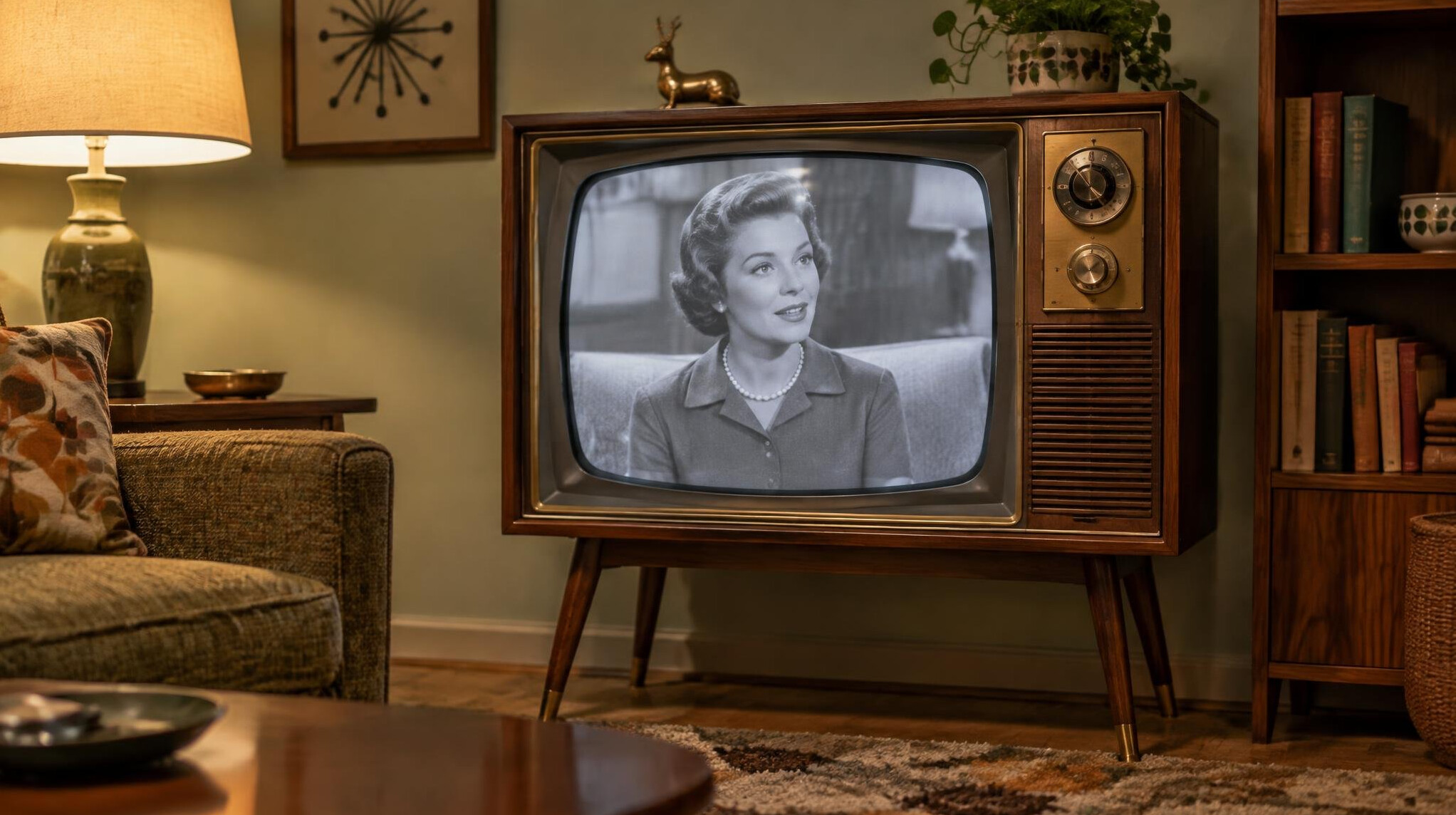 vintage television set in living room