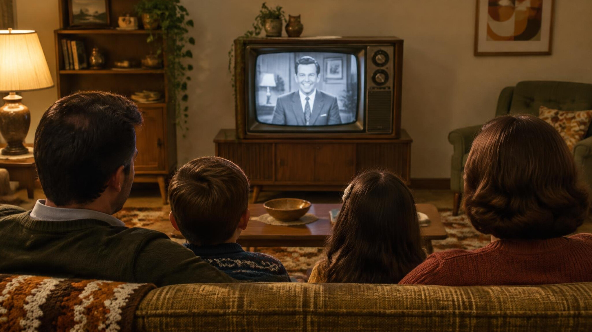 family watching television